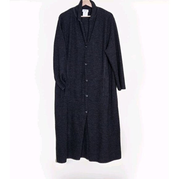 Laurel Cardigan Women 36 Gray Long Buttons LS Virgin Wool Luxury Timeless Pocket - Picture 11 of 13